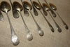 12 antique solid silver teaspoons and sugar tongs