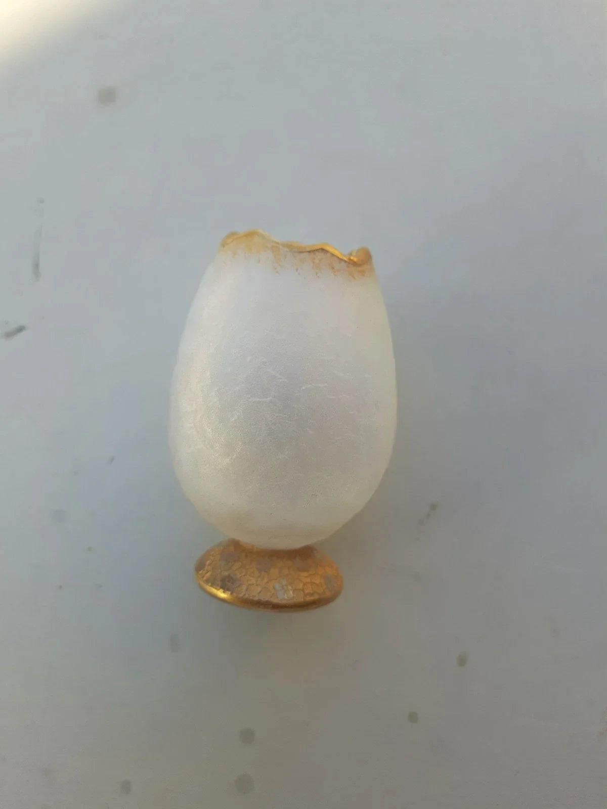 Rare Antique Small Daum Nancy Goose Girl Frosted Glass Vase. Gold Trimmed.