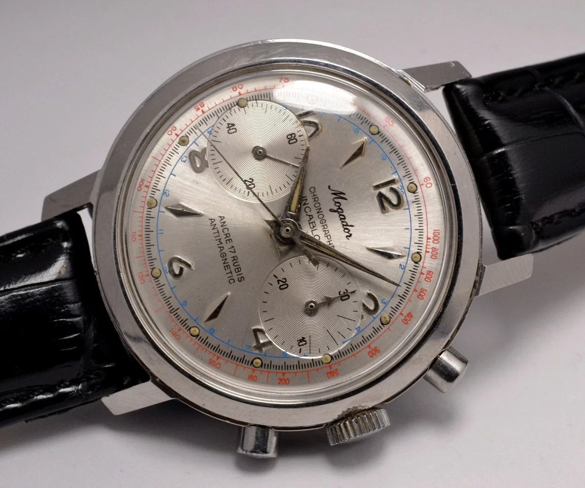 VINTAGE 1960S SWISS MOGADOR CHRONOGRAPH WATCH STAINLESS STEEL LANDERON