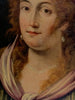 Tableau ancien huile portrait femme reine bijoux renaissance fontaine bleau xvie