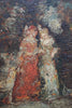 Elegant painting on panel with dog by Adolphe Monticelli (1824-1886), French School