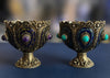 Solid sterling silver 925 chalice, cobalt blue enamel, amethyst cabochons, fine pearls