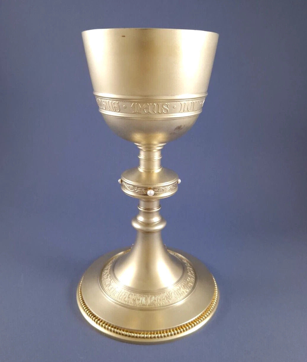 Froment-Meurice solid silver gilded chalice