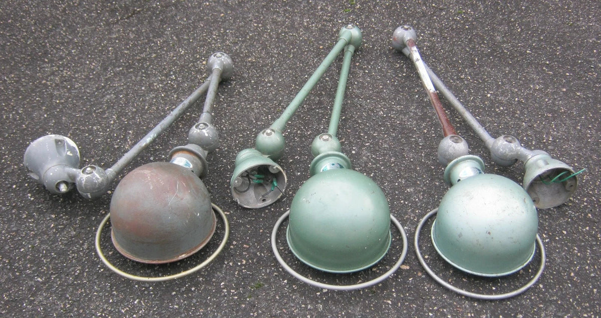 Lot of 3 vintage Jielde workshop factory industrial lamps
