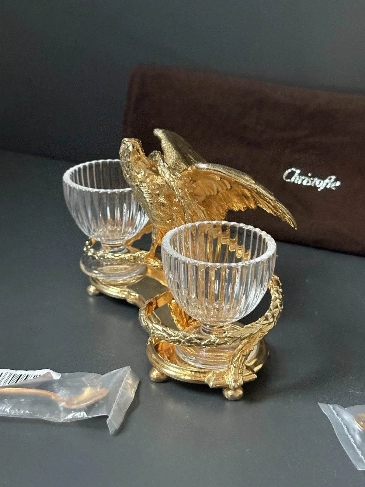 24-karat gold-plated salt cellar by Maison Christofle Aigle