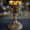 Austro-Hungarian solid 925 silver chalice, silver-gilt, enamel, and fine pearls