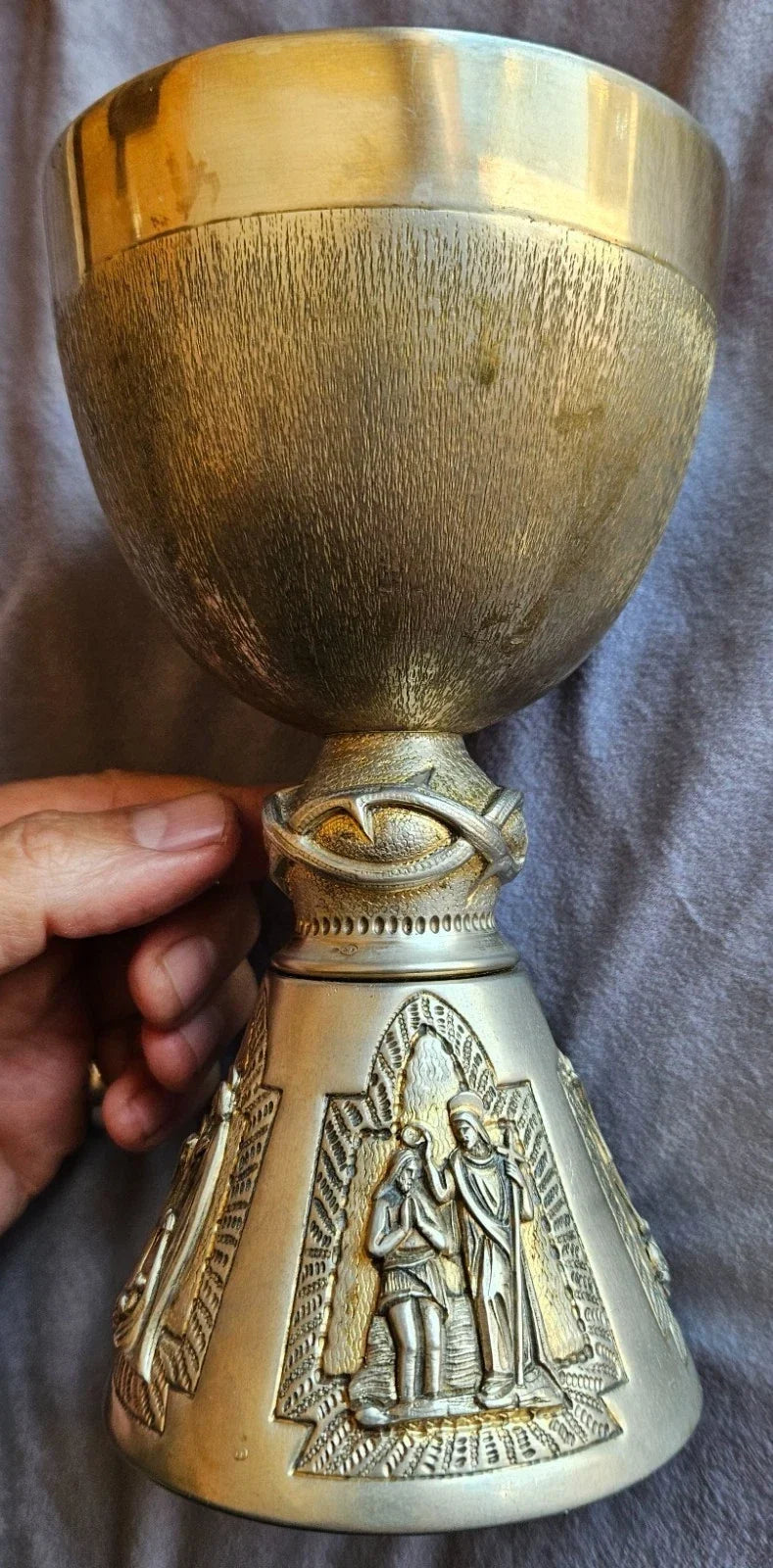 Solid silver Italian chalice with remains of vermeil gilding