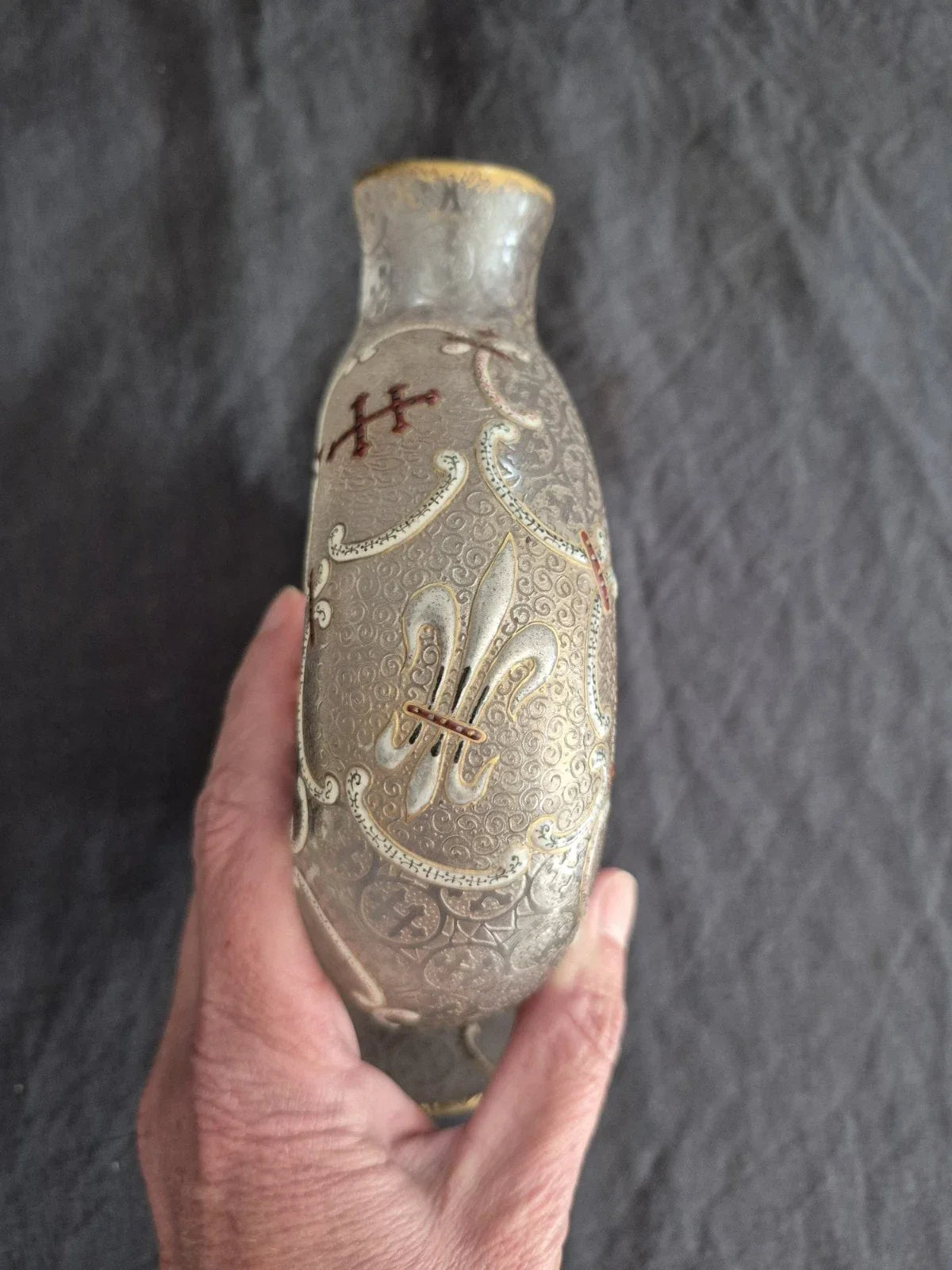 ANTIQUE DAUM NANCY VASE DOMREMY LA PUCELLE JOAN OF ARC