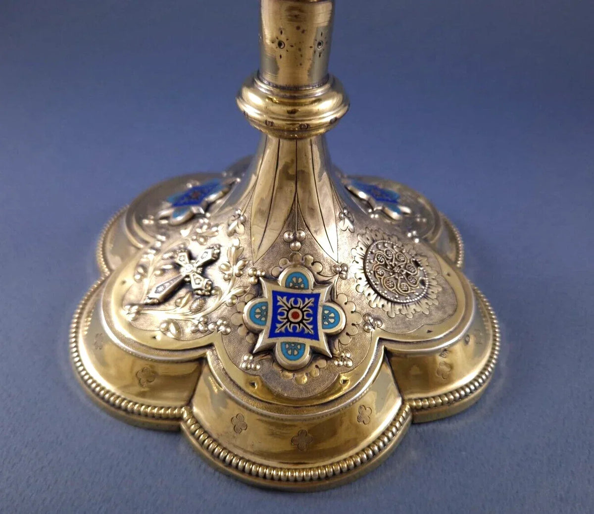 Vermeil and enamel chalice, solid silver by Demarquet Frères