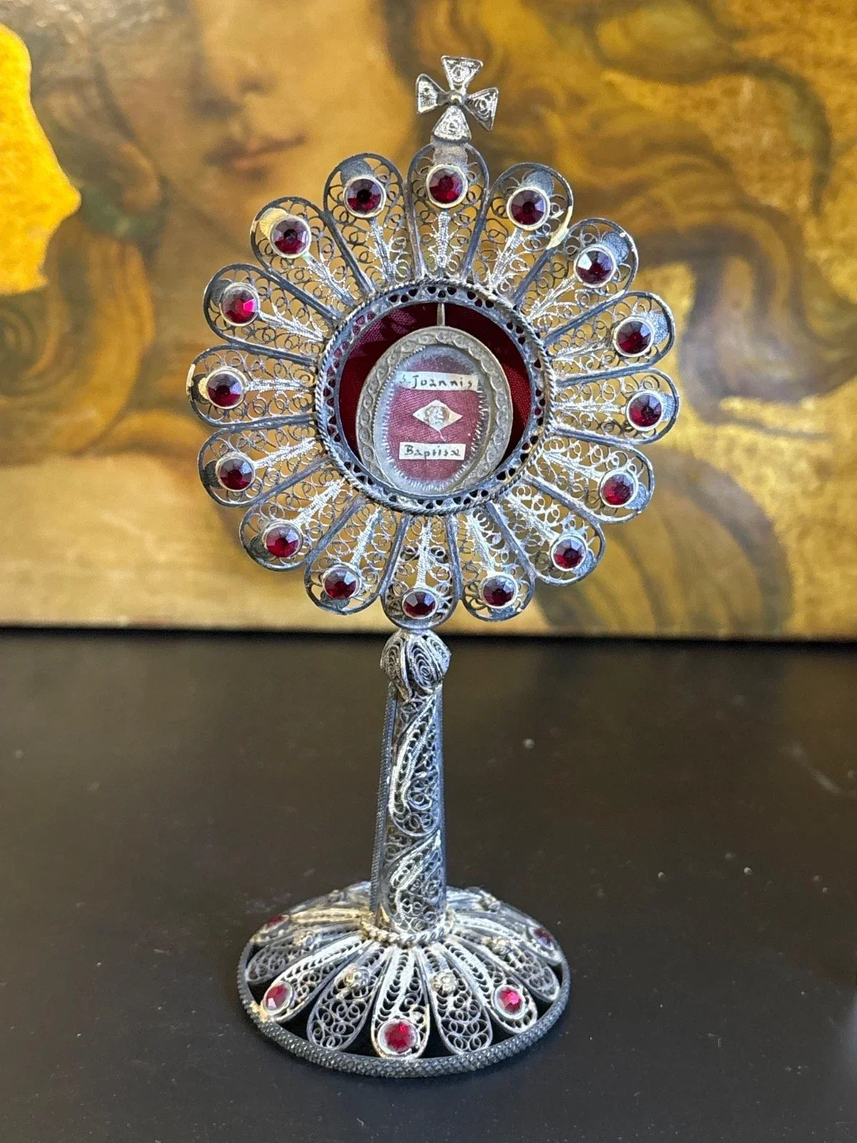 Extremely rare Saint John the Baptist reliquary monstrance in the shape of an ostensorium