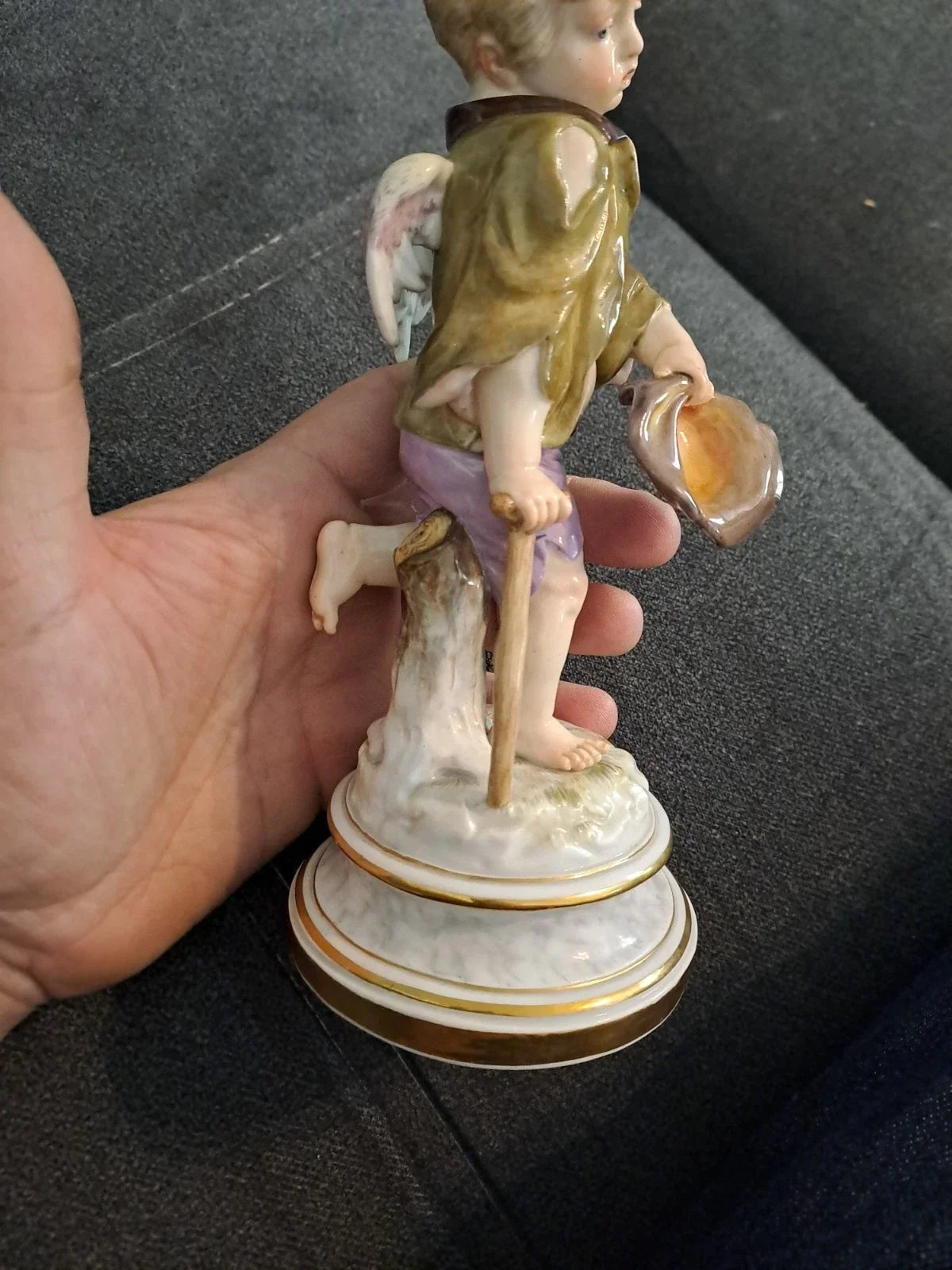 Antique Sculpture Subject Angel Statue Meissen Porcelain Germany 18th 19th Century