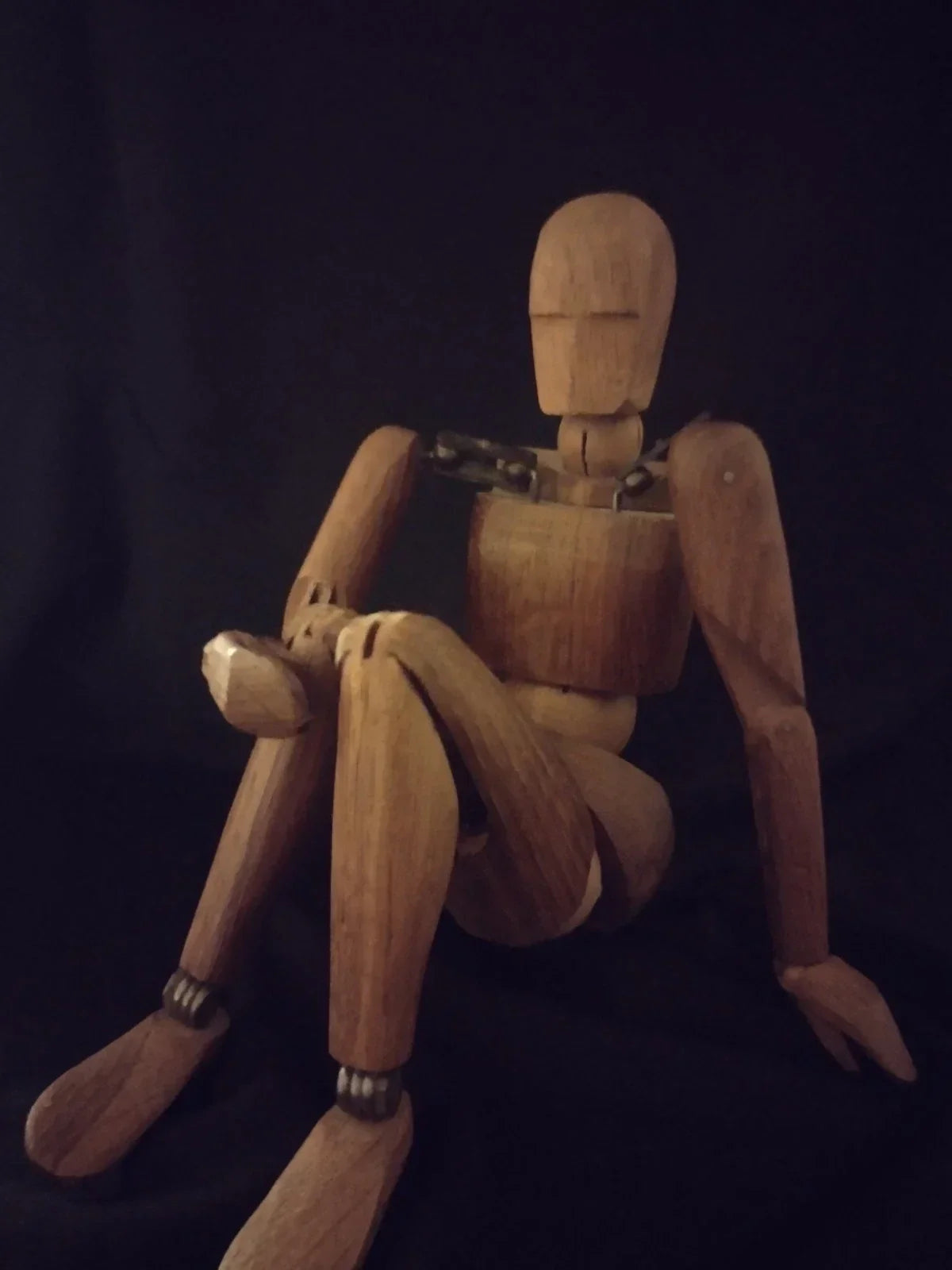 Rare antique artist's mannequin, carved wood and fully articulated.