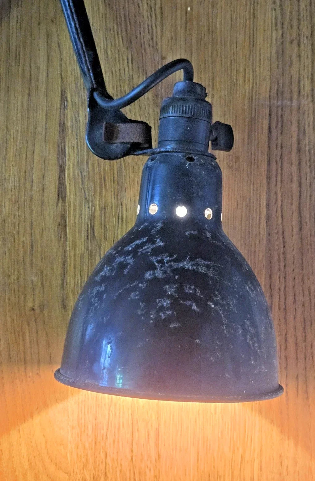 LAMPE GRAS / Beautiful antique sheet metal workshop lamp signed GRAS / All original
