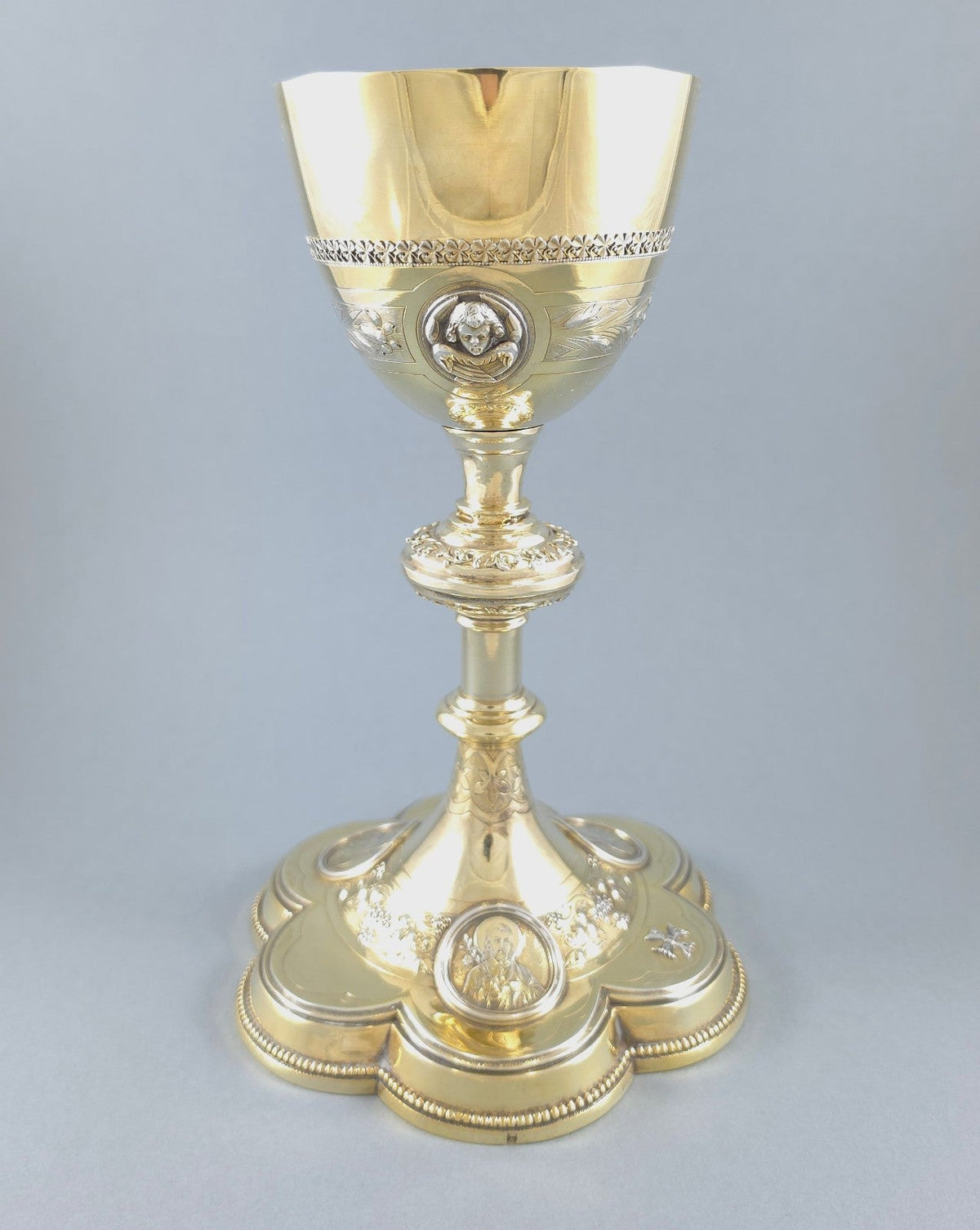 19th-century solid silver vermeil chalice by Demarquet Frères