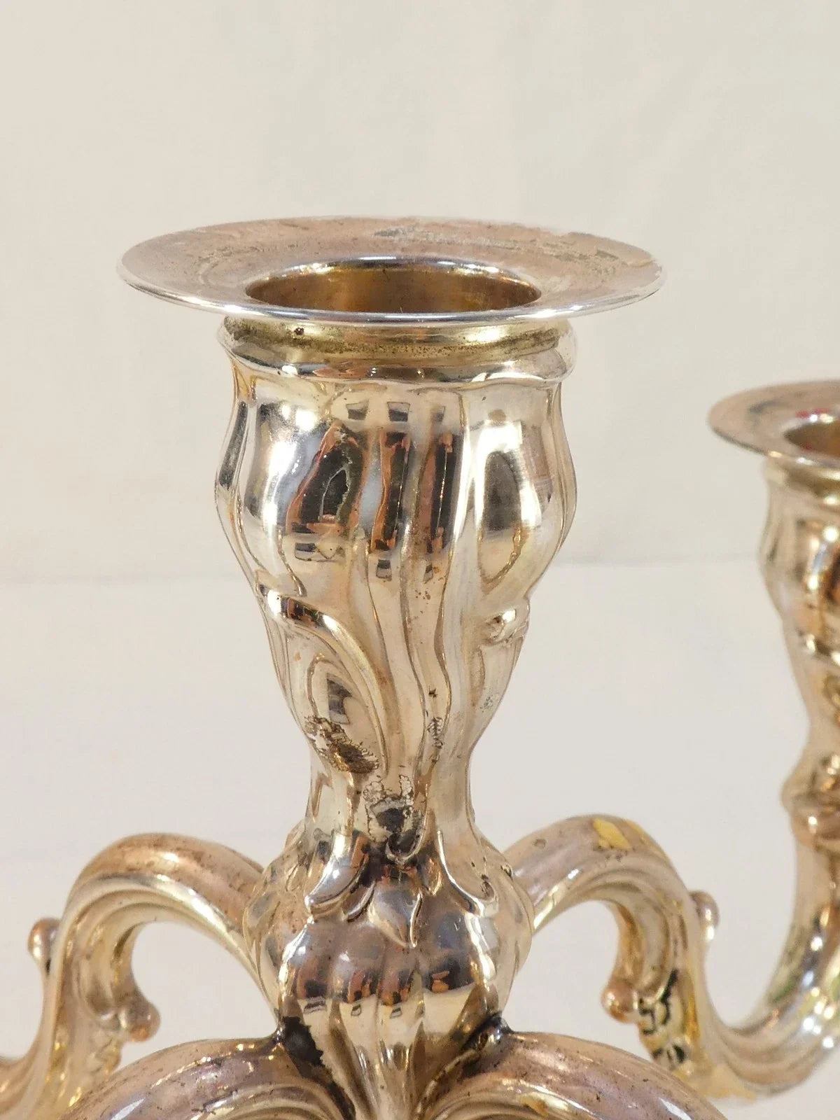 19th-century solid 925 sterling silver candelabra candlestick