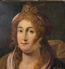 Tableau ancien huile portrait femme reine bijoux renaissance fontaine bleau xvie