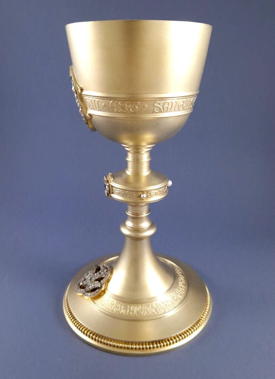Froment-Meurice solid silver gilded chalice