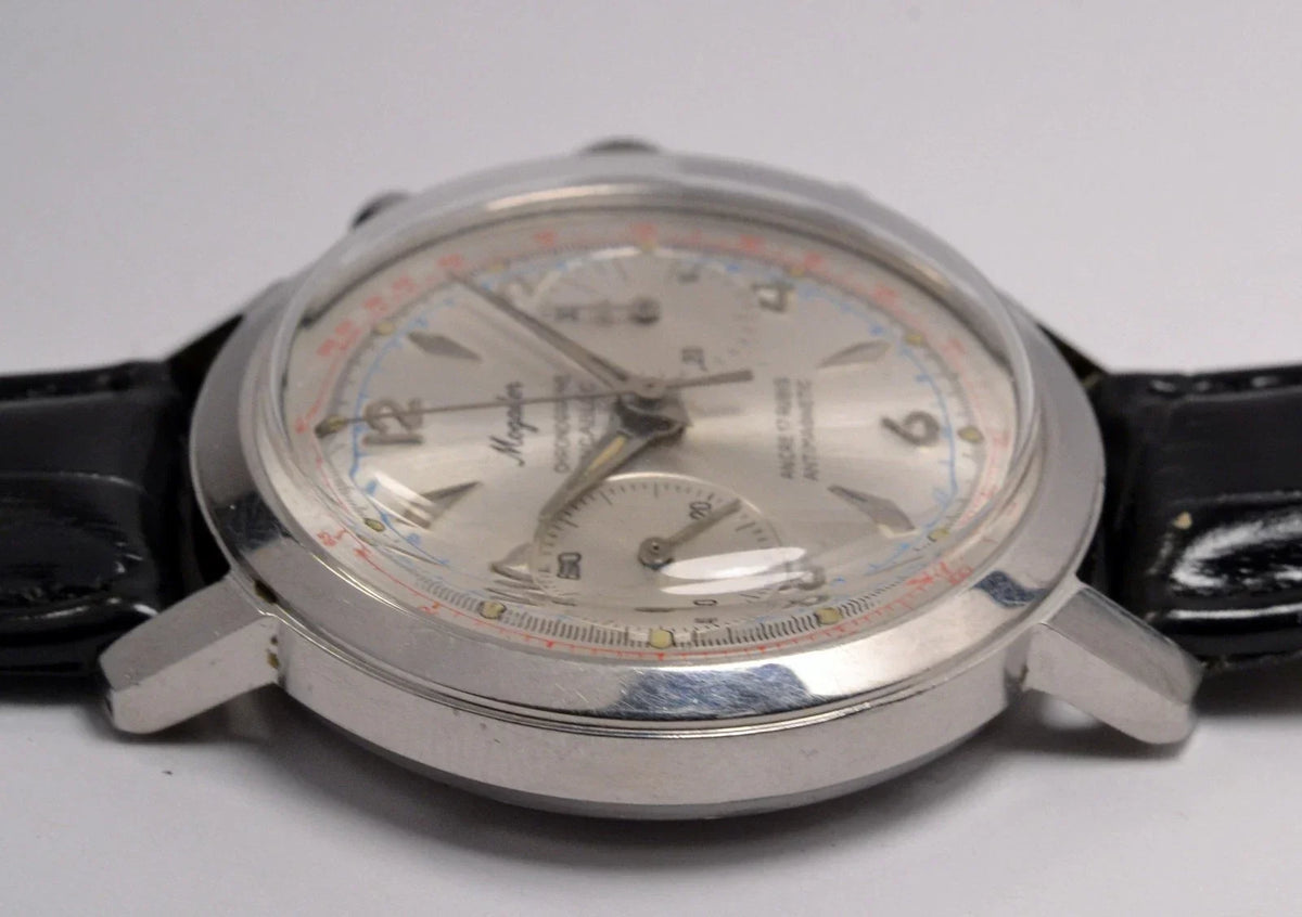 VINTAGE 1960S SWISS MOGADOR CHRONOGRAPH WATCH STAINLESS STEEL LANDERON