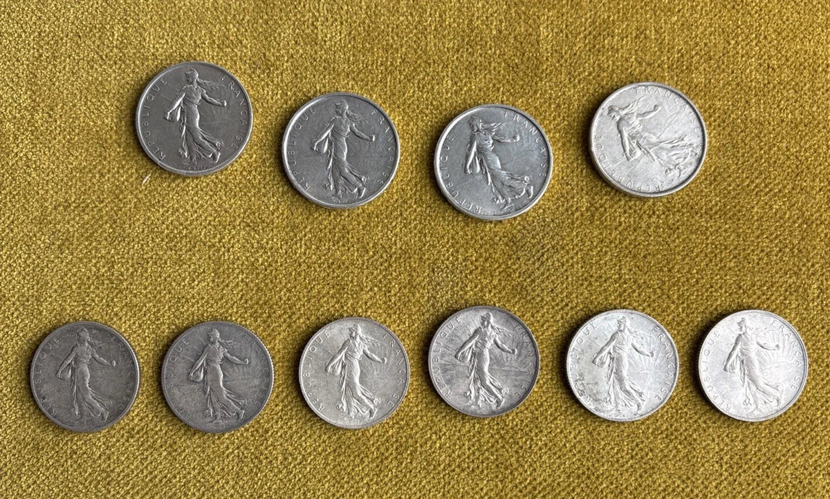 Lot of 35 antique silver coins, 19th century, Ecu, Nap, Louis-Philippe, Leopold, Hercules