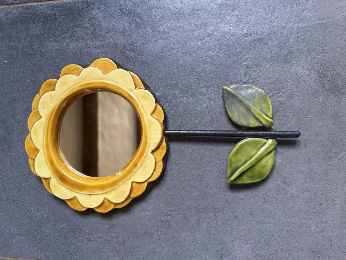Mithé Espelt hand mirror 1960s, Mithé Espelt ceramic 1950s 1960s