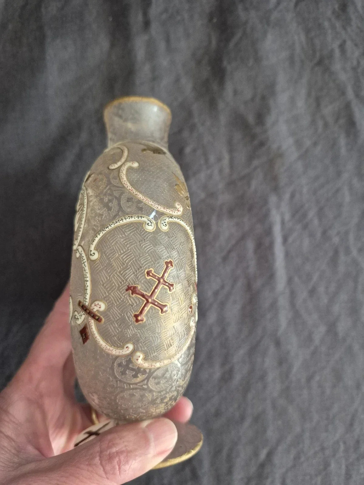 ANTIQUE DAUM NANCY VASE DOMREMY LA PUCELLE JOAN OF ARC