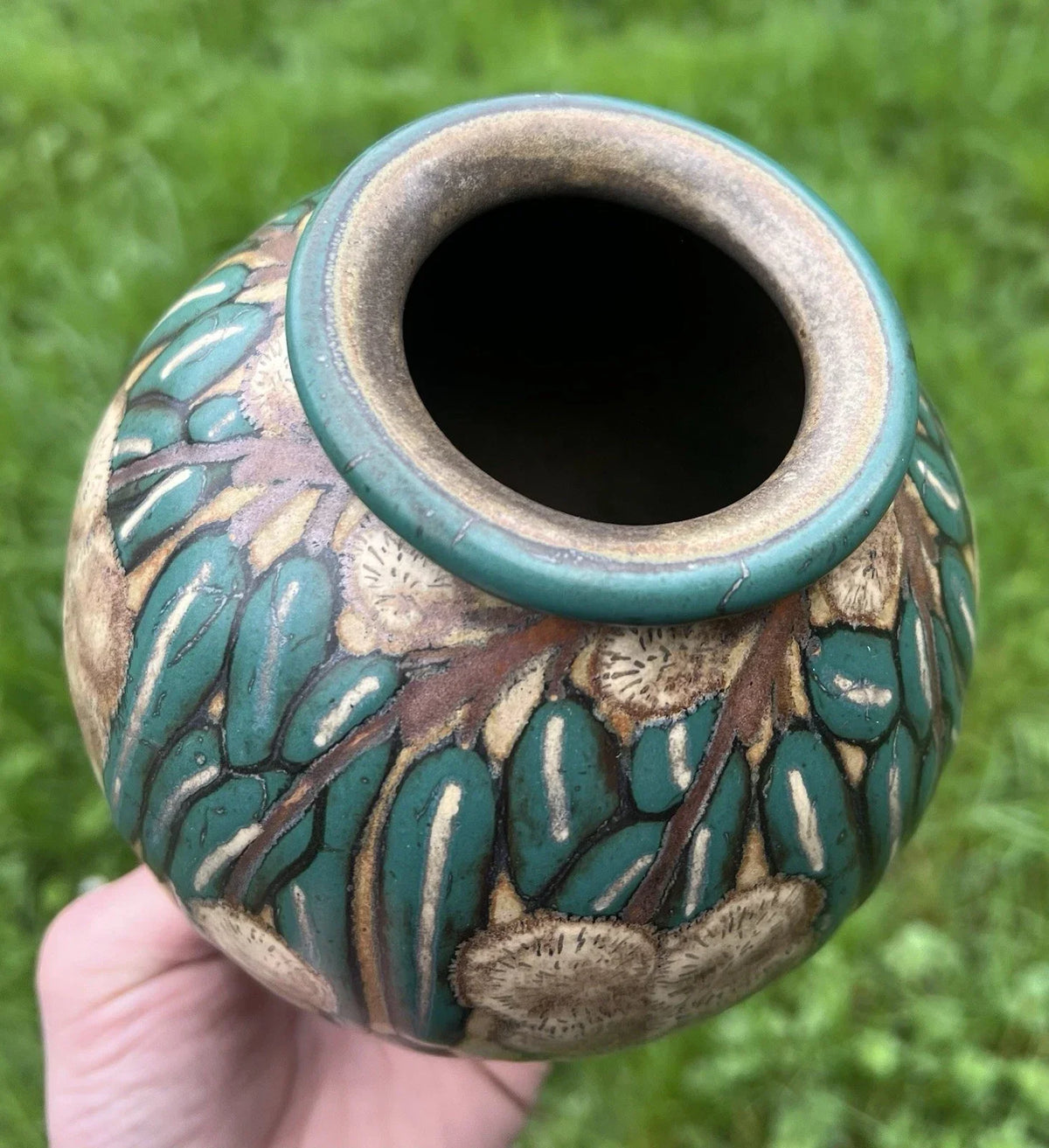 LOUIS LOURIOUX STONEWARE CHESTNUT BUR VASE