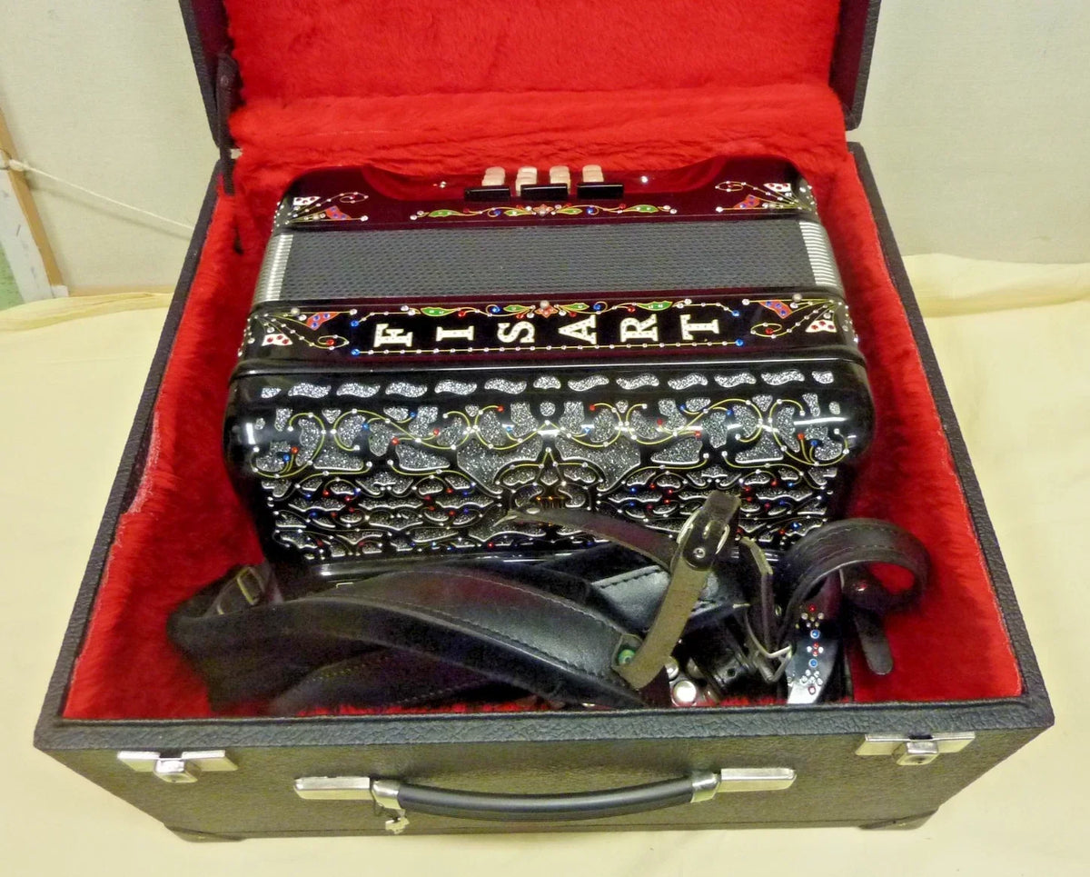 Rare and magnificent antique FISART diatonic accordion