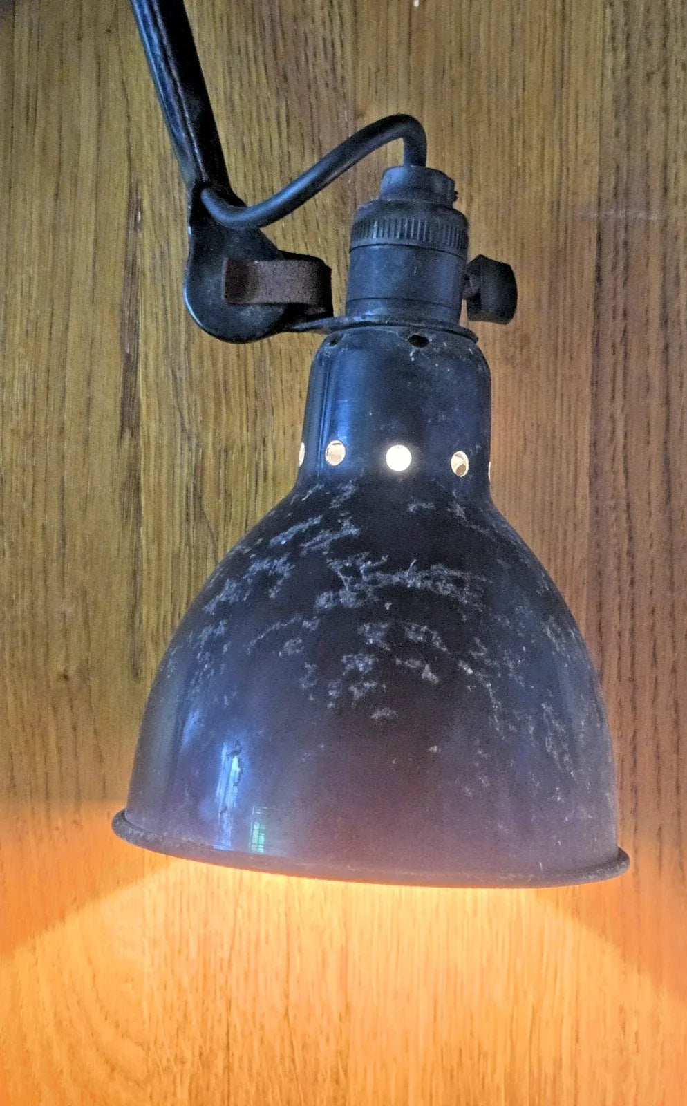 LAMPE GRAS / Beautiful antique sheet metal workshop lamp signed GRAS / All original