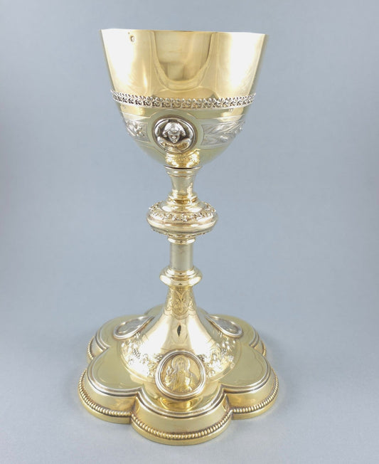 19th-century solid silver vermeil chalice by Demarquet Frères
