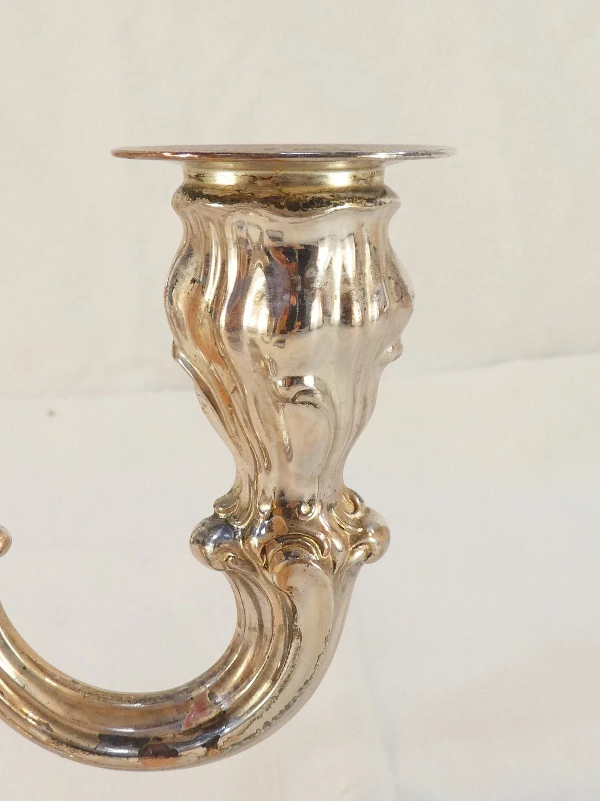 19th-century solid 925 sterling silver candelabra candlestick