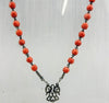 Antique large rosary made of faceted coral beads and solid silver, weight 36 g