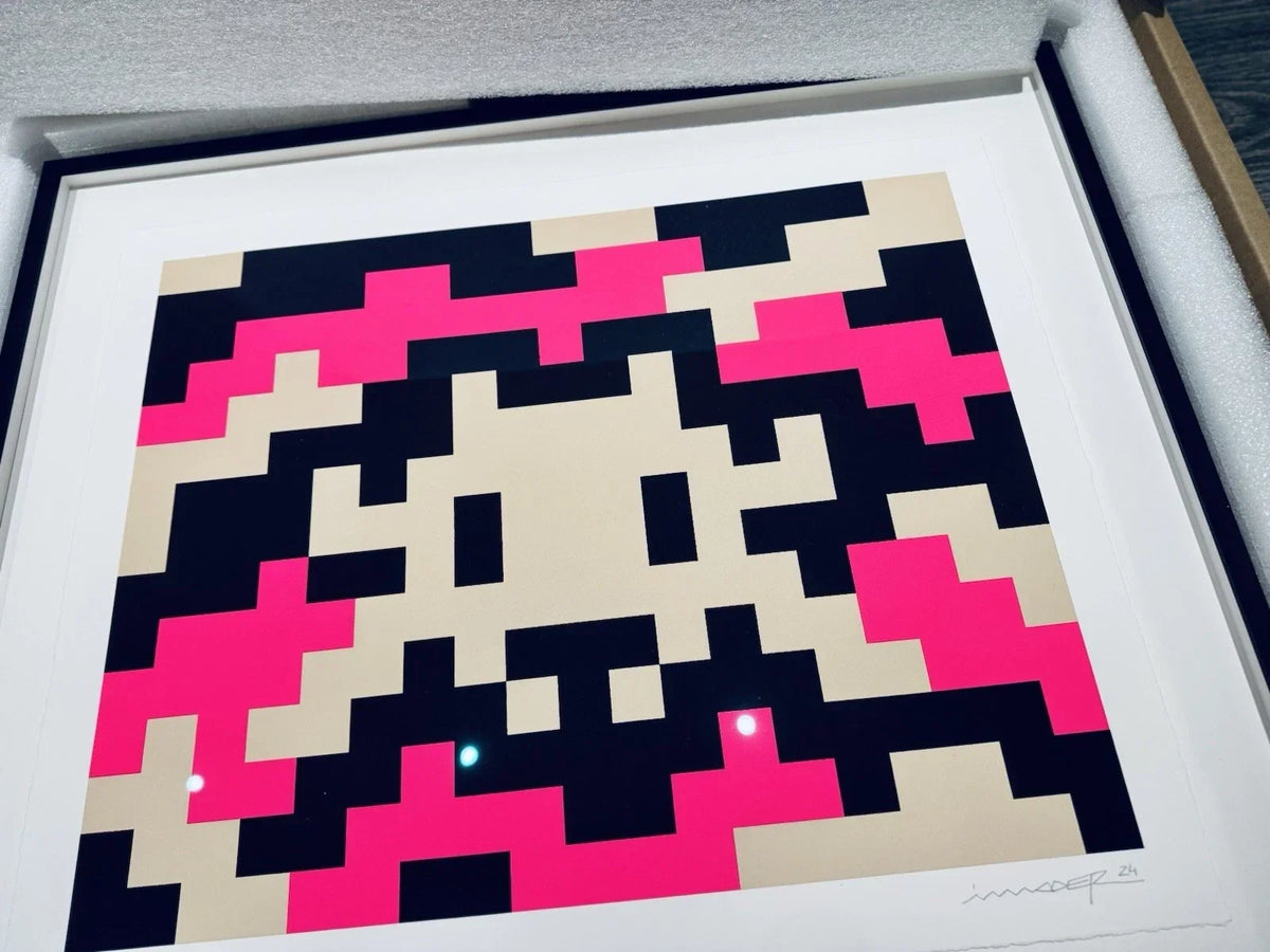 Invader camo m-3c-m3 signed lithograph – limited edition