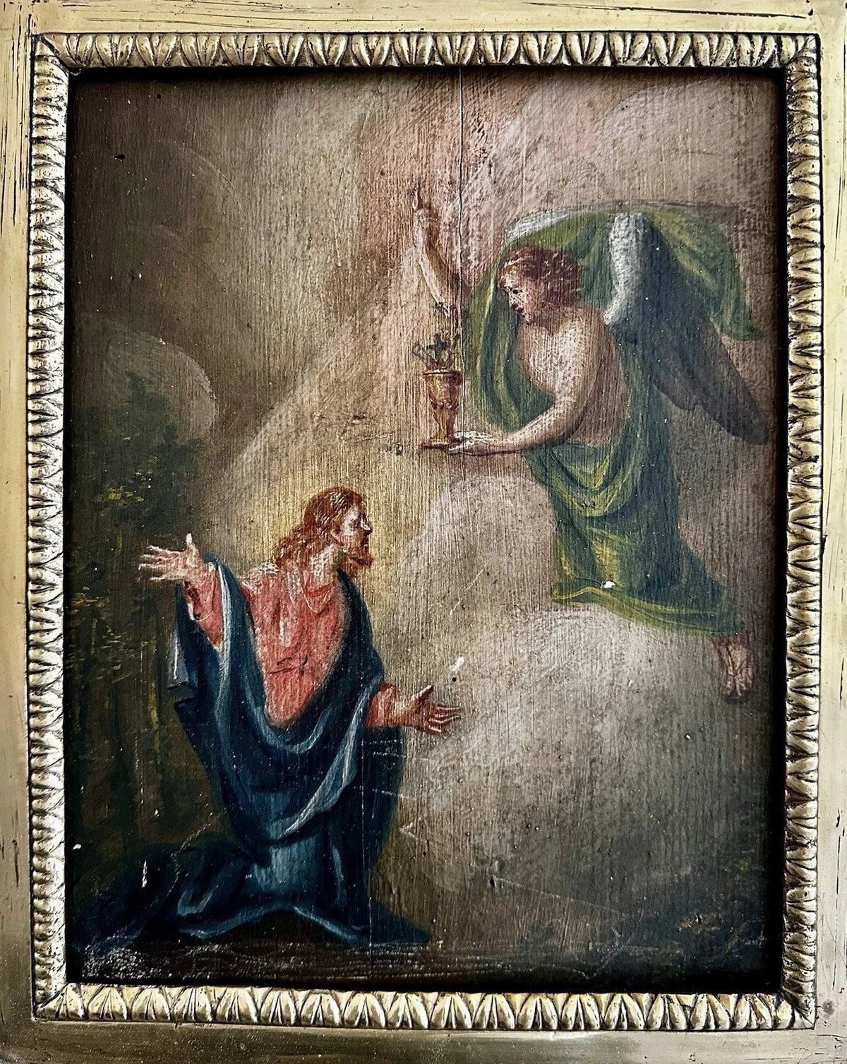Antique Painting Agony of Jesus Christ in the Garden of Olives Religious Painting 18th Century