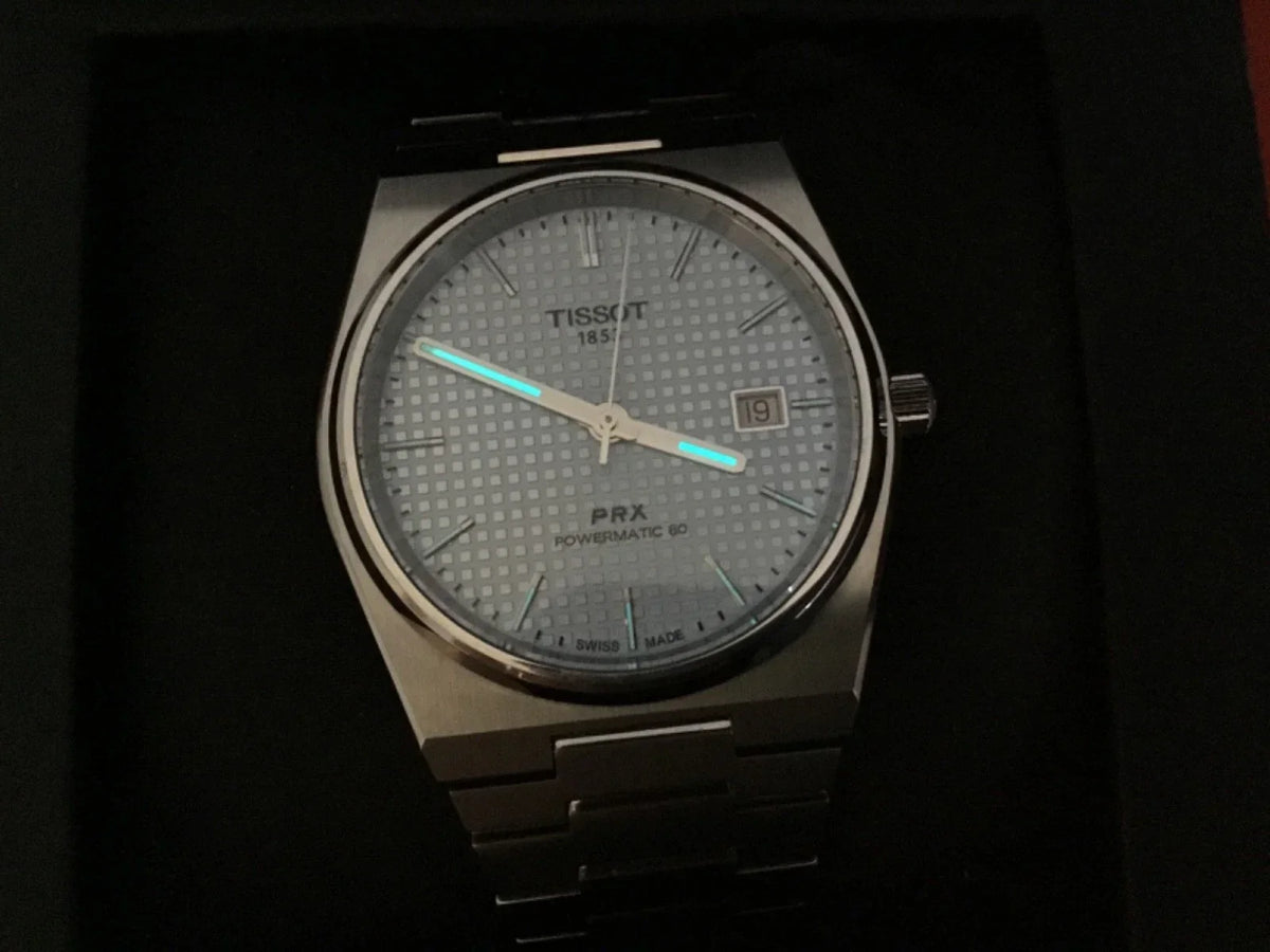Montre Tissot PRX Powermatic 80 automatique cadran bleu Tiffany bracelet acier
