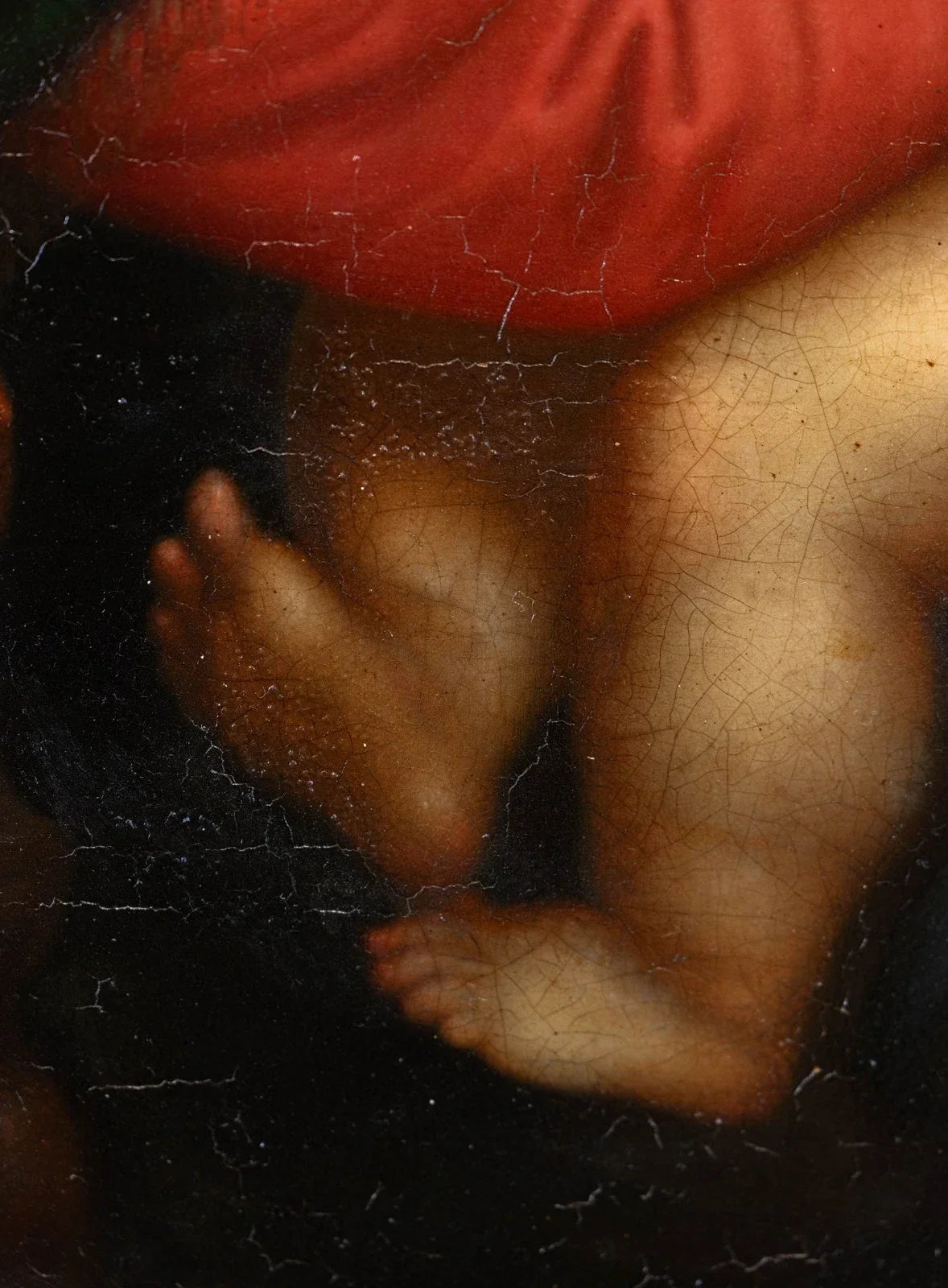 19th-century oil tondo on copper after the Italian Old Master Raphael, in an antique gilded frame