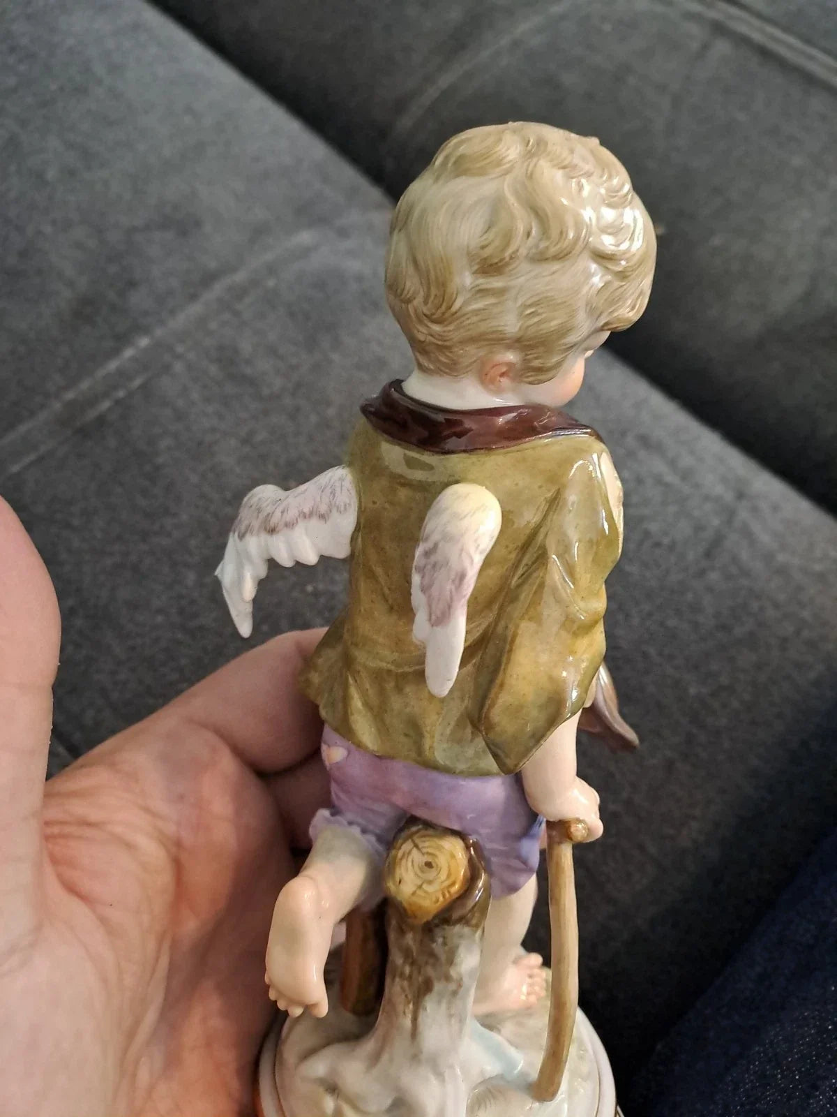 Antique Sculpture Subject Angel Statue Meissen Porcelain Germany 18th 19th Century