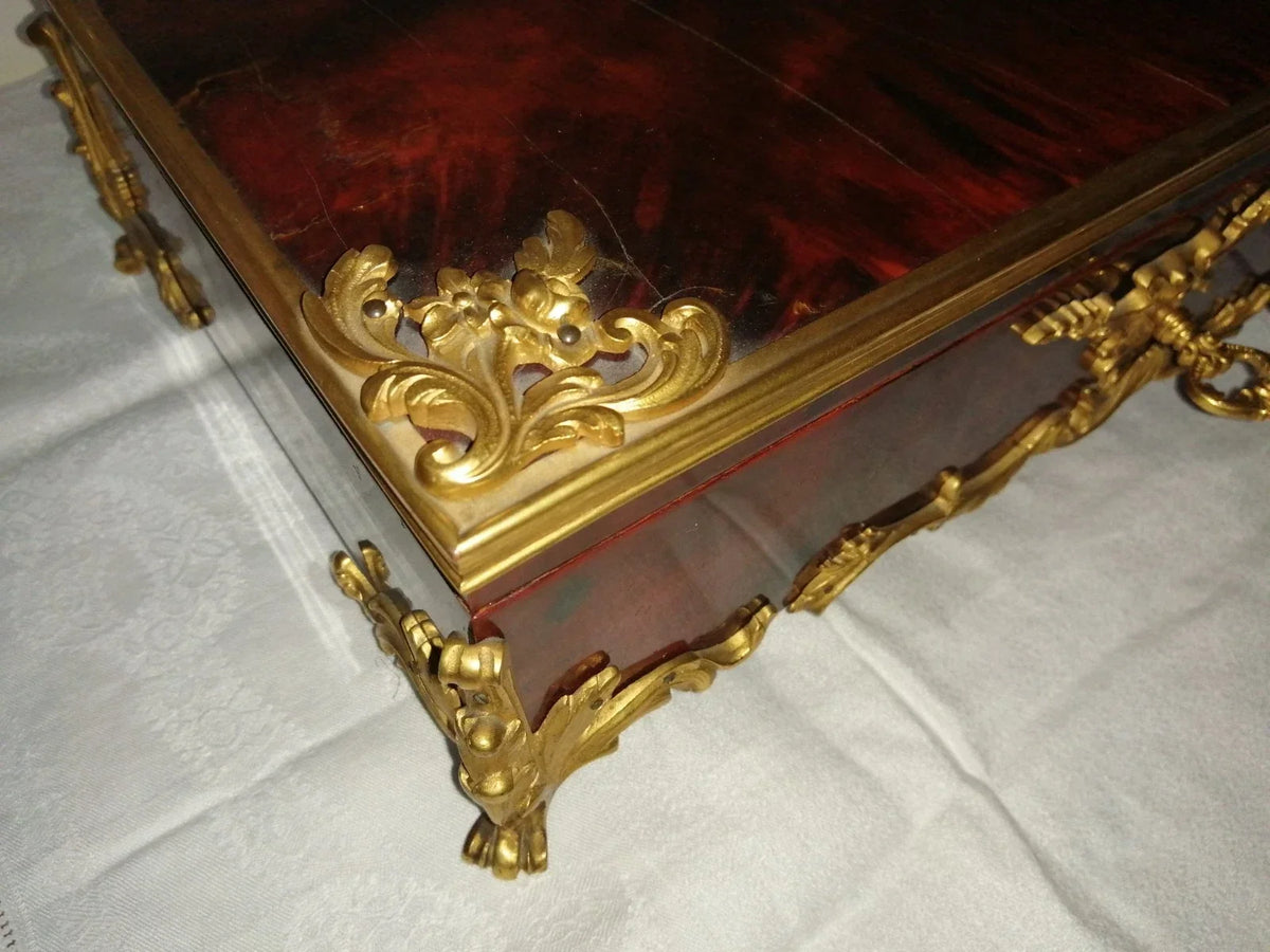 Louis XV style tortoiseshell veneer table casket, signed Rischmann Pau
