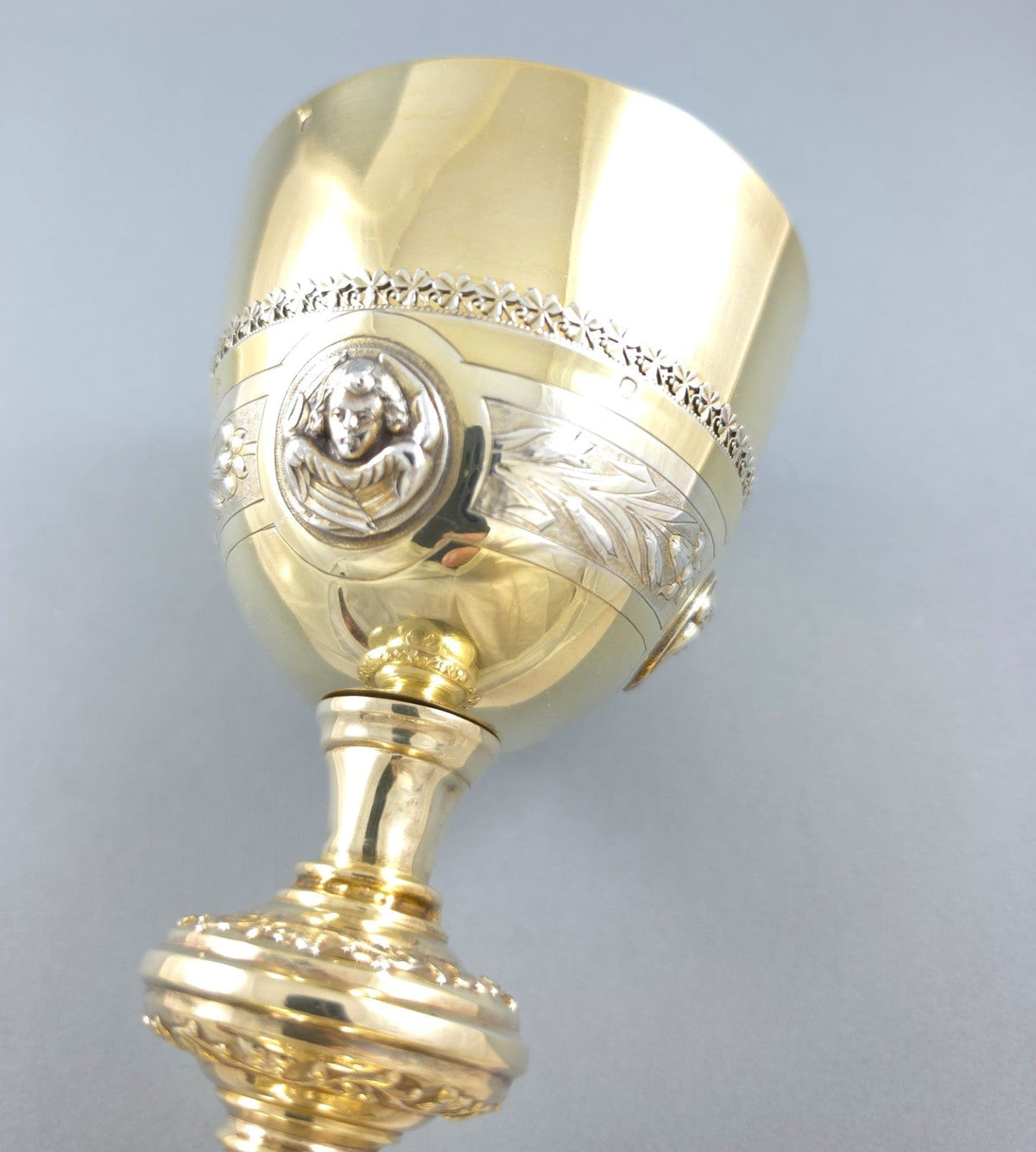 19th-century solid silver vermeil chalice by Demarquet Frères
