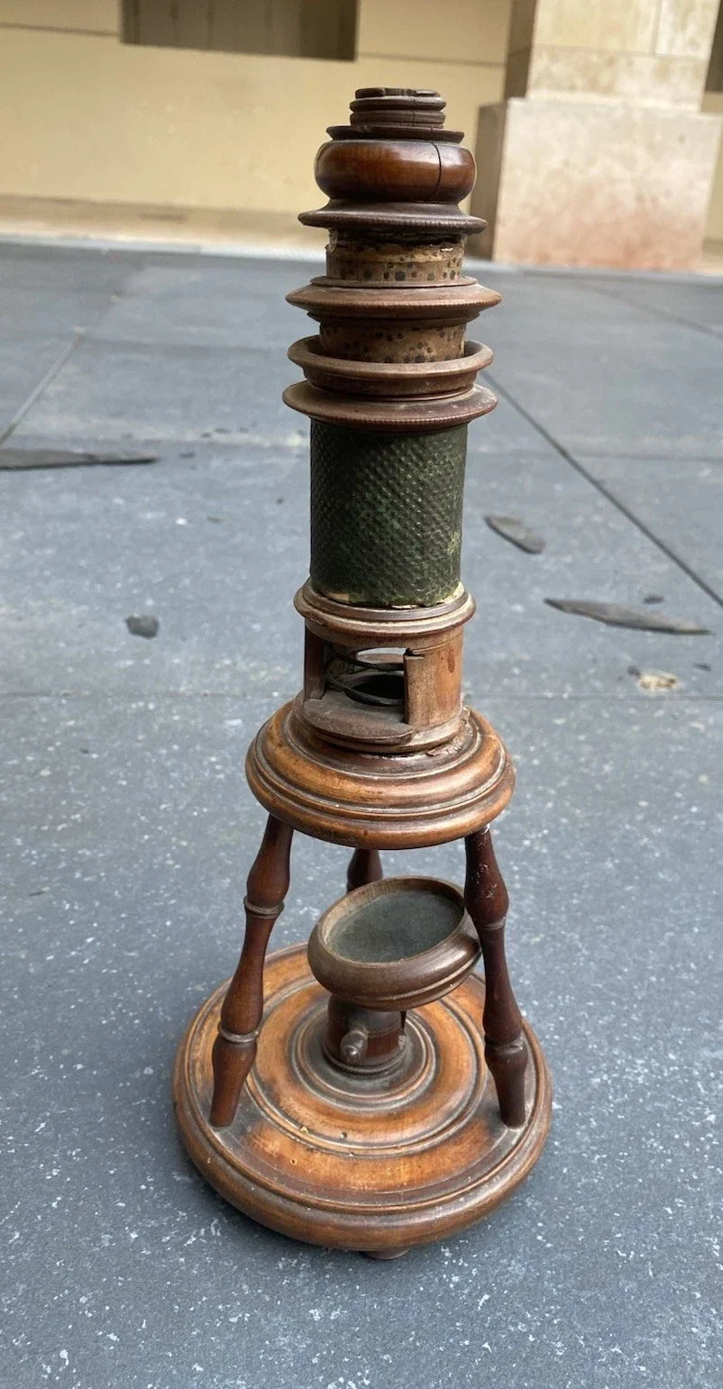 Antique 18th-century Nuremberg wooden microscope