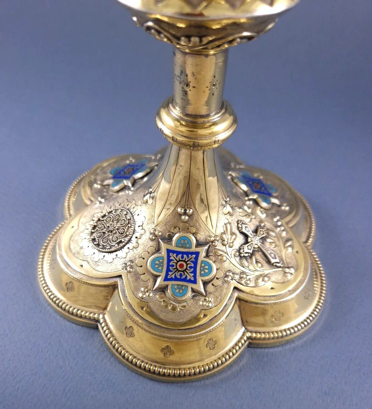 Vermeil and enamel chalice, solid silver by Demarquet Frères