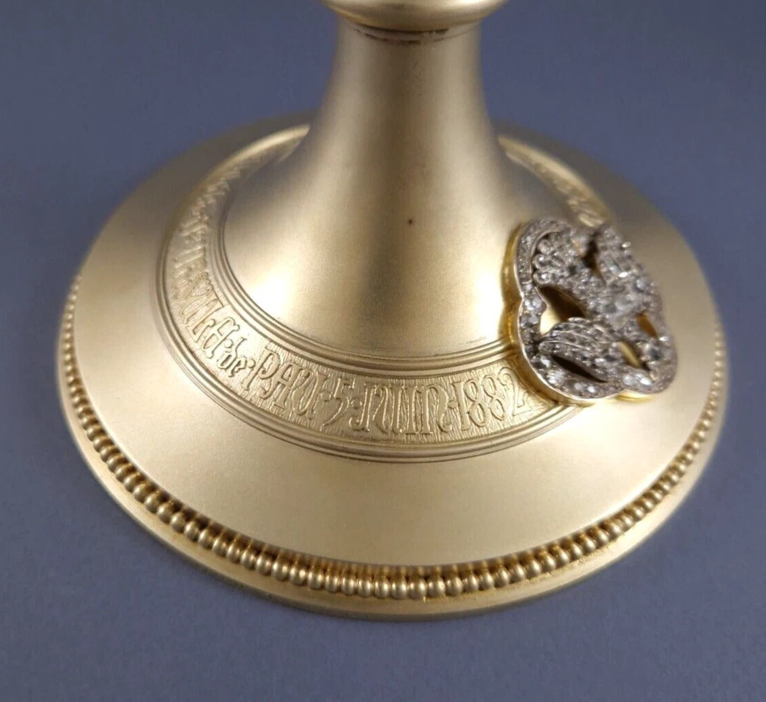 Froment-Meurice solid silver gilded chalice