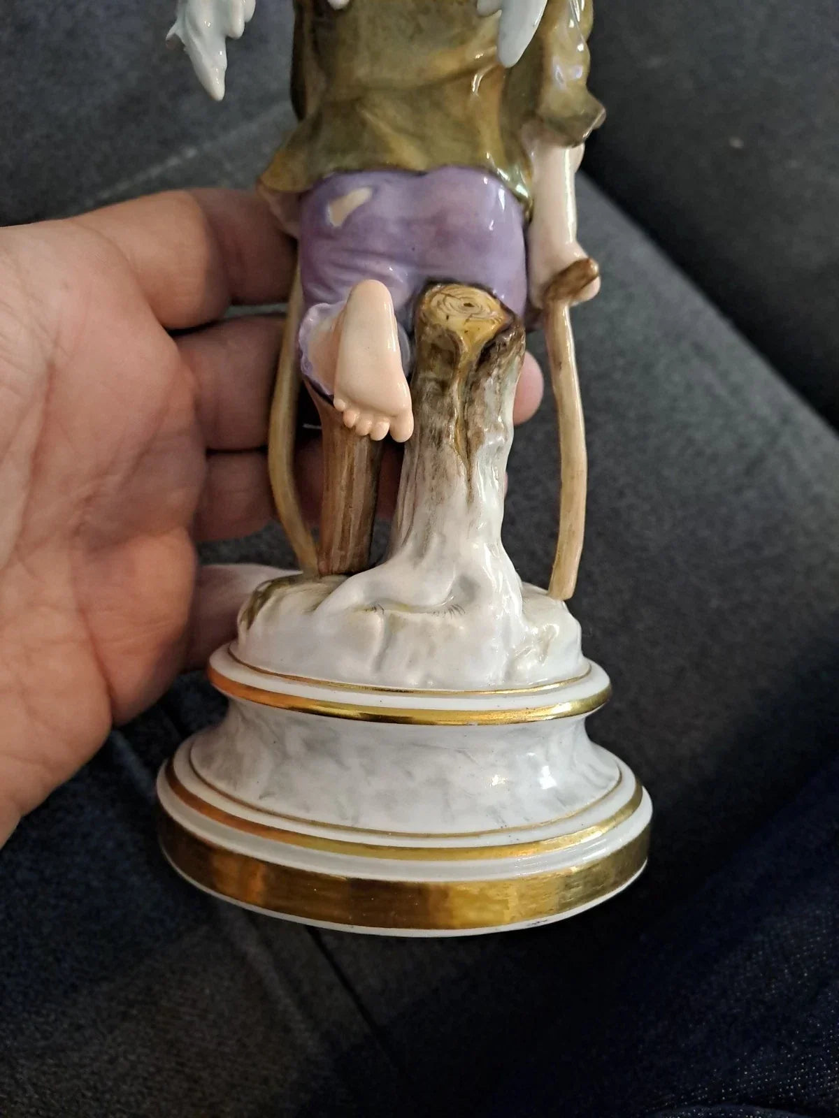 Antique Sculpture Subject Angel Statue Meissen Porcelain Germany 18th 19th Century