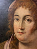 Tableau ancien huile portrait femme reine bijoux renaissance fontaine bleau xvie