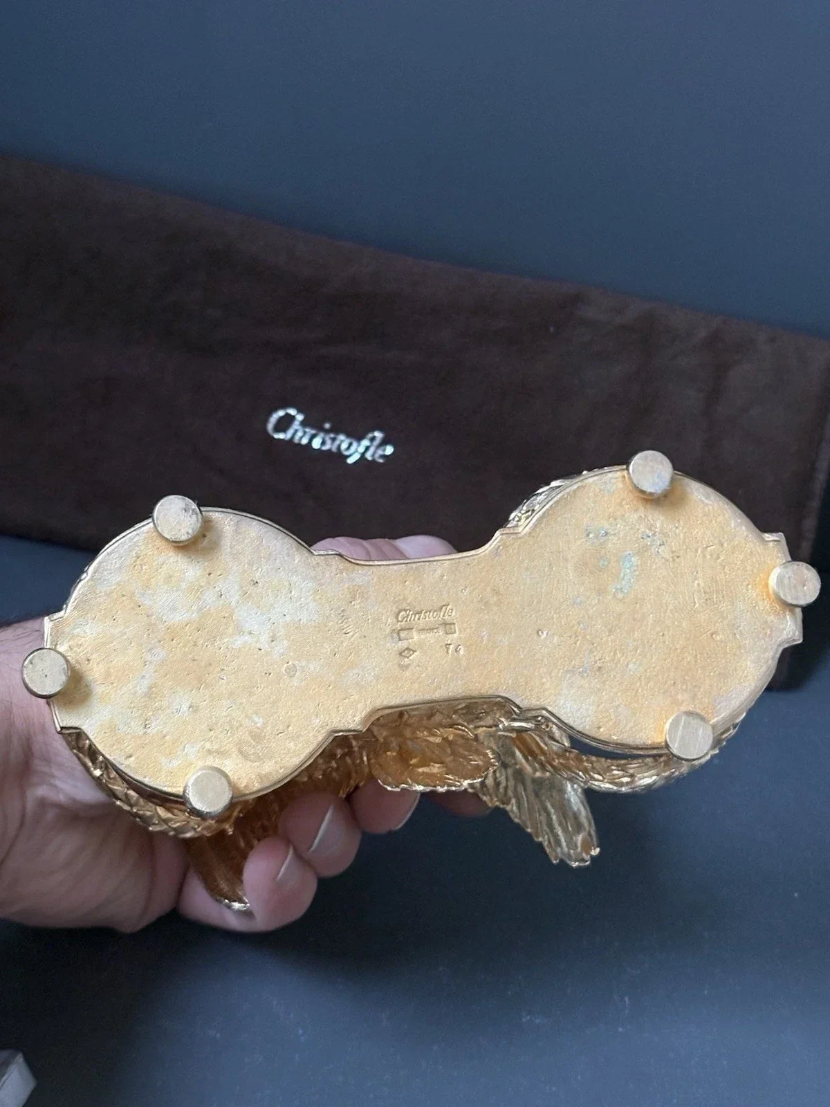 24-karat gold-plated salt cellar by Maison Christofle Aigle