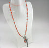 Antique large rosary made of faceted coral beads and solid silver, weight 36 g