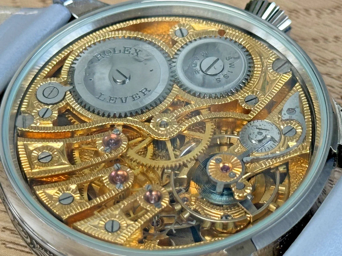 AUTHENTIQUE MOUVEMENT À LEVIER ROLEX ANNÉES 1920 DANS UN ÉTUI NEUF DE QUALITÉ, ENTIÈREMENT RÉVISÉ.