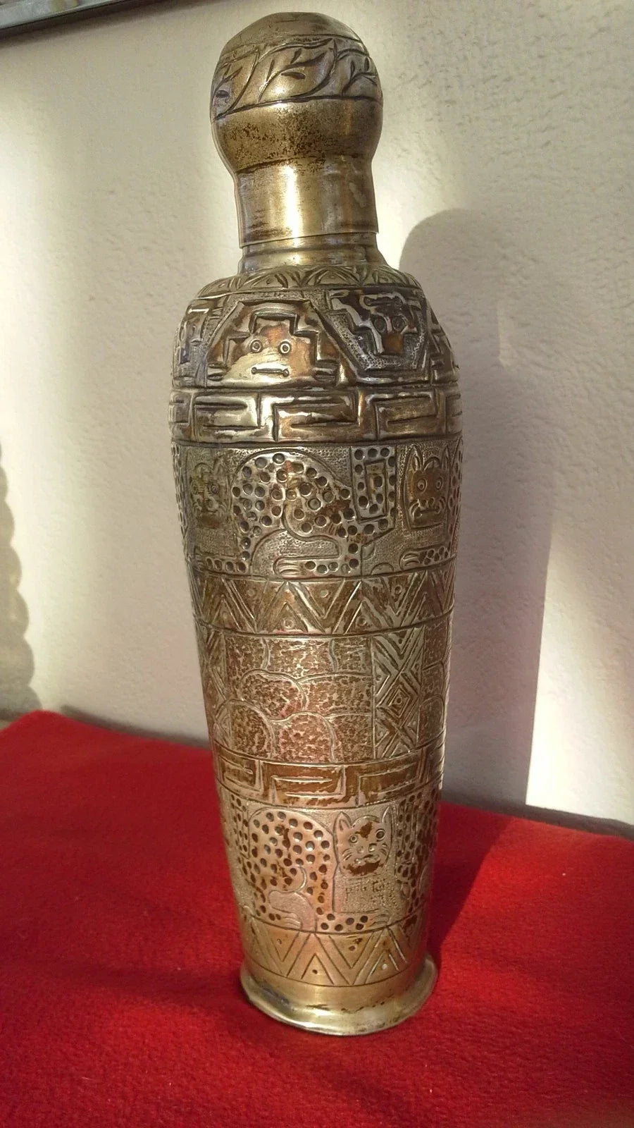Antique Peruvian 925 sterling silver cocktail shaker FPC