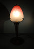 Wrought iron lamp with pâte de verre tulip shade. Signed Schneider.