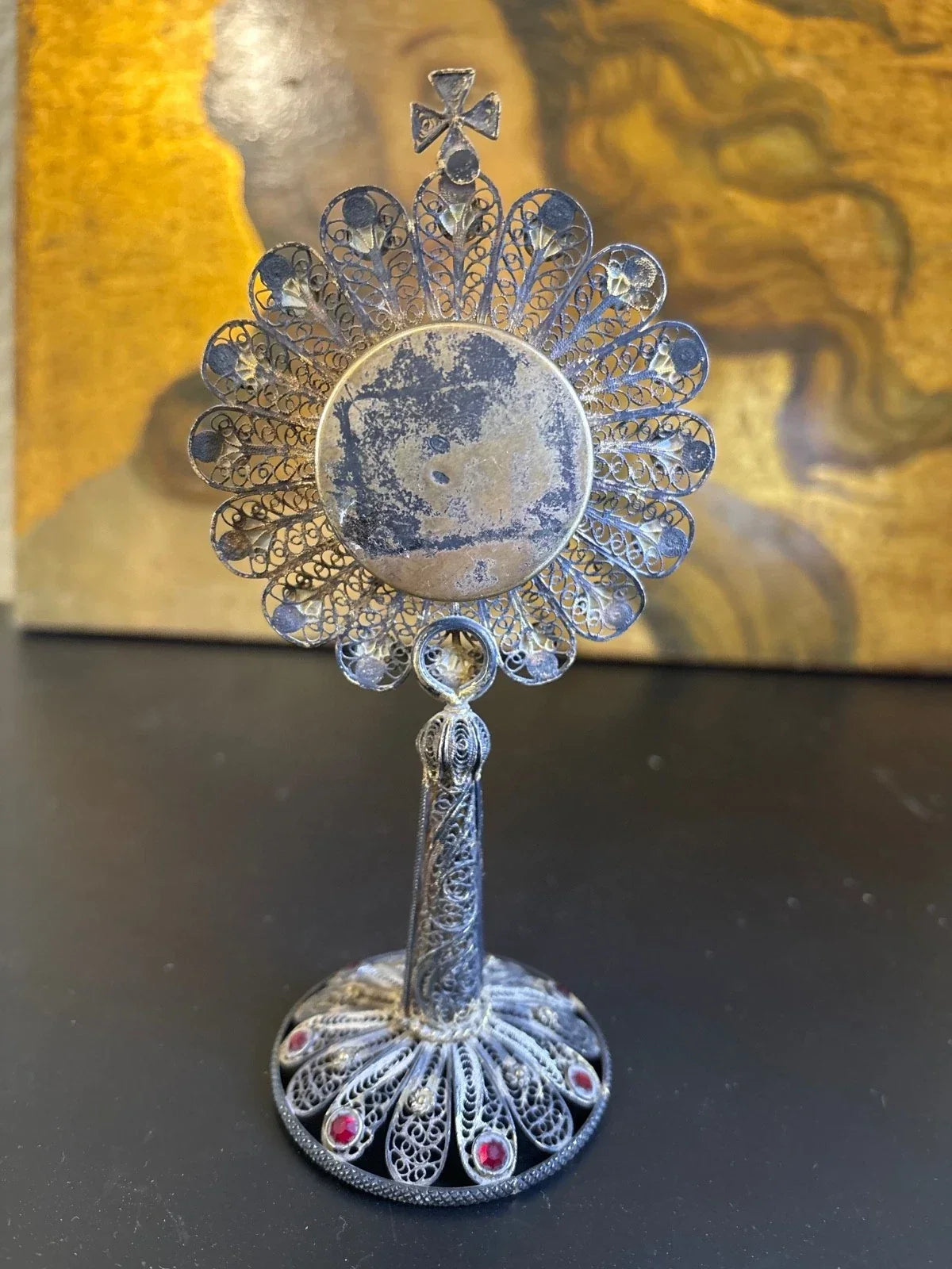 Extremely rare Saint John the Baptist reliquary monstrance in the shape of an ostensorium