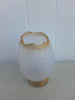 Rare Antique Small Daum Nancy Goose Girl Frosted Glass Vase. Gold Trimmed.